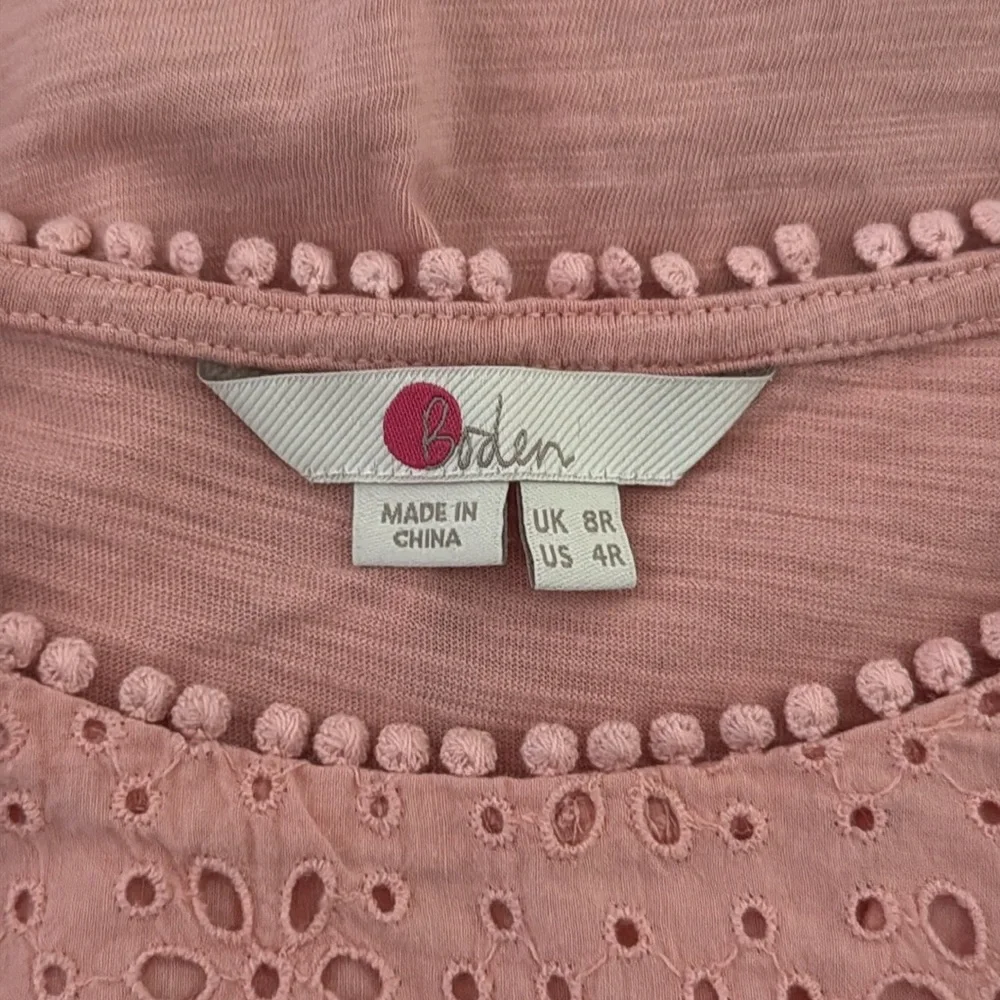 Boden pink peasant top small feminine boho floral eyelet lace angelic lovecore